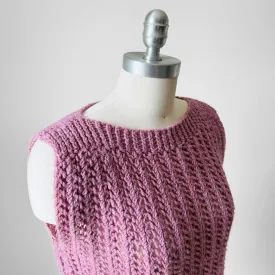 1970s - 1980s Mauve Hand-Knit Sleeveless Top - Sz. S/M