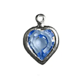 8.8mm S/S Plate Heart Charm- Aquamarine (1pc)