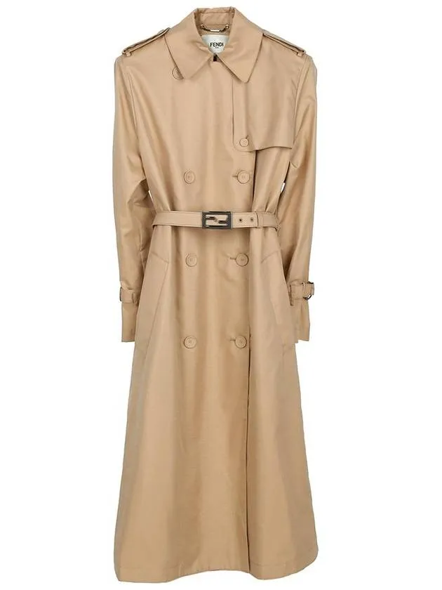 Abrigo Double Breasted Belted Trench Coat Beige