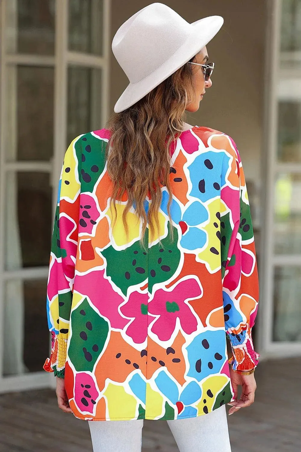 Abstract Print Multicolor Blouse: Vibrant Style for Summer