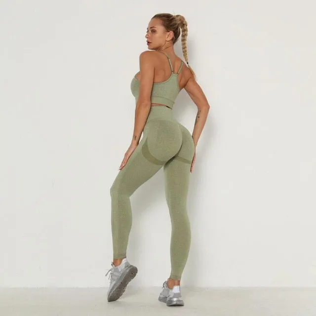 Activewear Gym Long Sleeve Top and High Waist Leggings