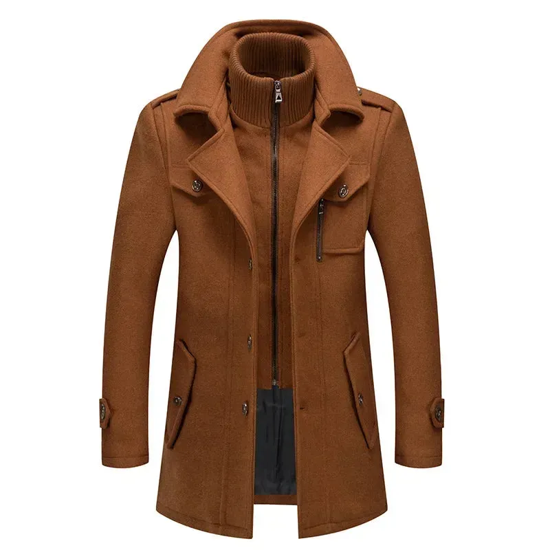 Aidase Men's Fashion Warm Autumn&Winter Jackets Trench Herrenmantel Coat for Men Double Collar Coat Jackets Mens Windproof Coats