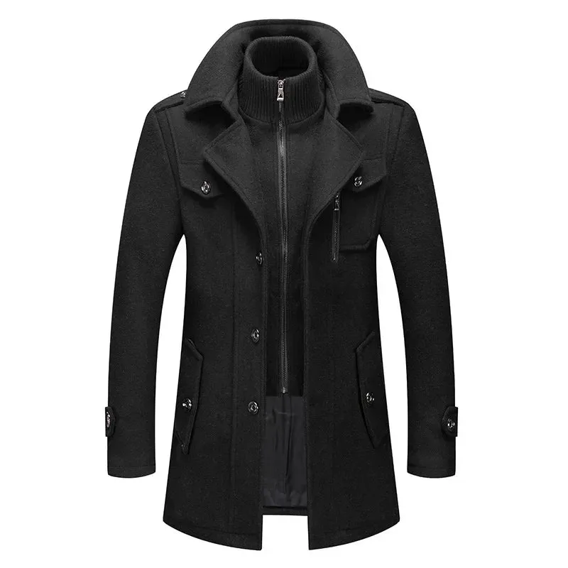 Aidase Men's Fashion Warm Autumn&Winter Jackets Trench Herrenmantel Coat for Men Double Collar Coat Jackets Mens Windproof Coats