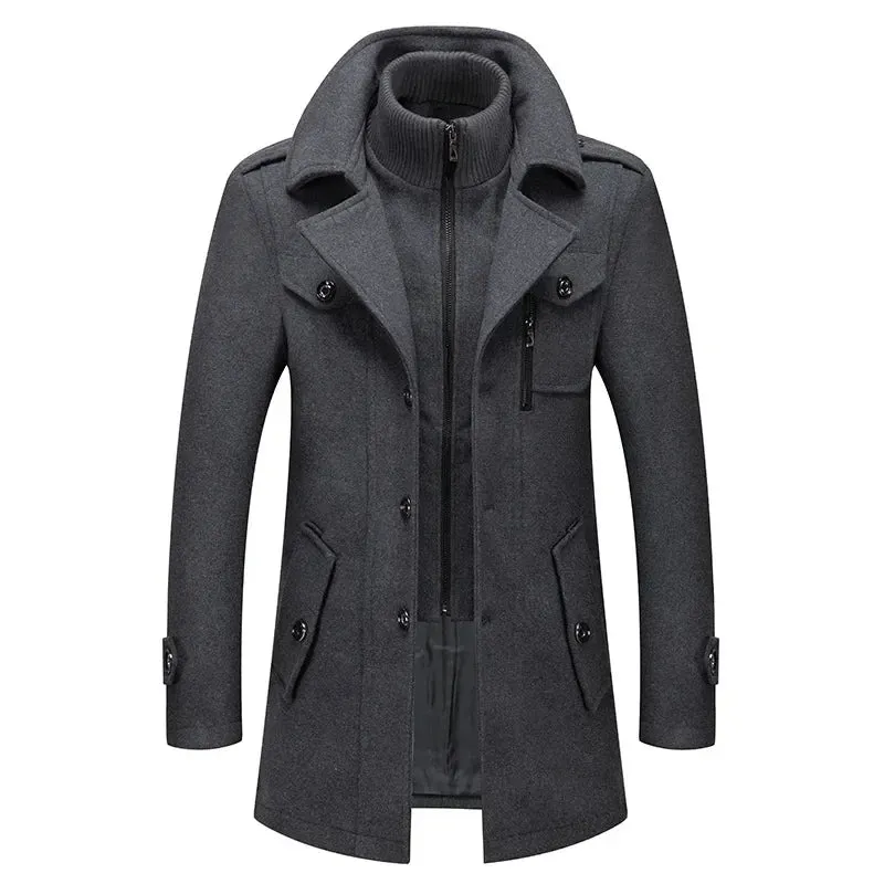 Aidase Men's Fashion Warm Autumn&Winter Jackets Trench Herrenmantel Coat for Men Double Collar Coat Jackets Mens Windproof Coats