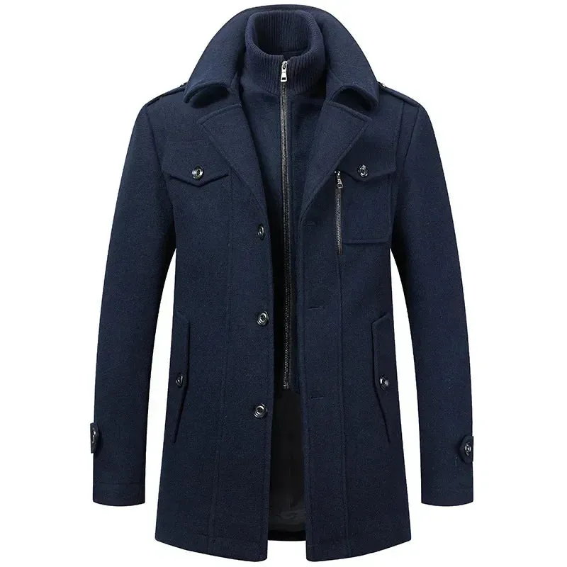 Aidase Men's Fashion Warm Autumn&Winter Jackets Trench Herrenmantel Coat for Men Double Collar Coat Jackets Mens Windproof Coats