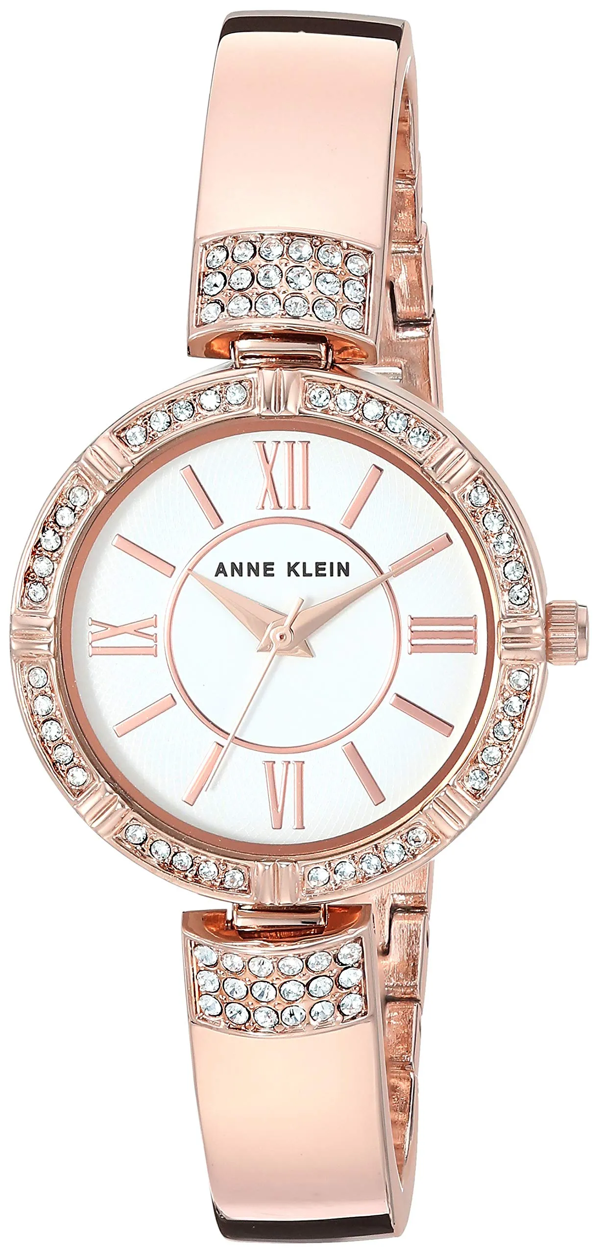 Anne Klein Women's Premium Crystal Accented Watch and Bracelet Set, Rose Gold, Japanese