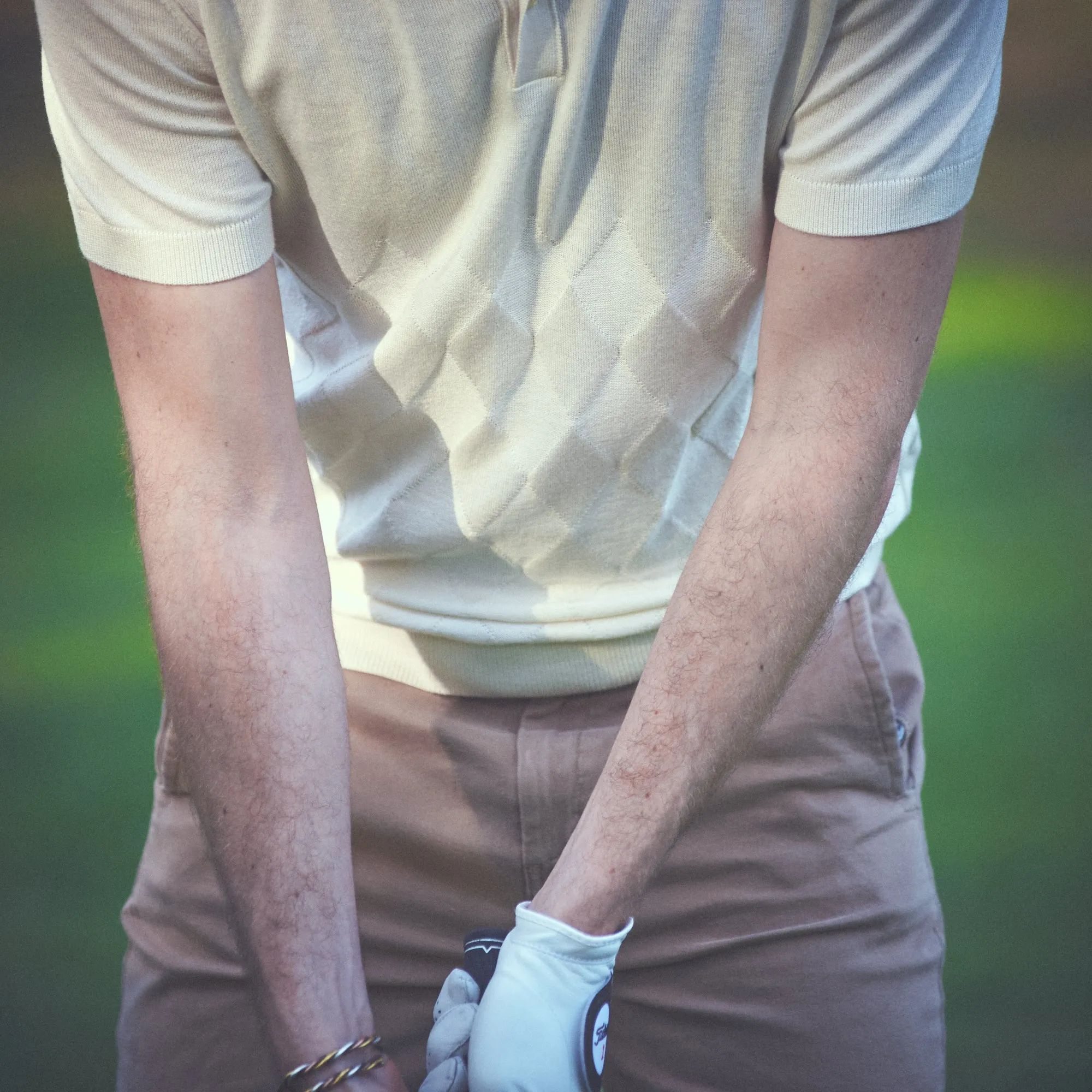 Argyle Knit Polo - Beige