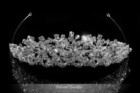 Azalea Crystal Flower Silver Tiara | Swarovski Crystal