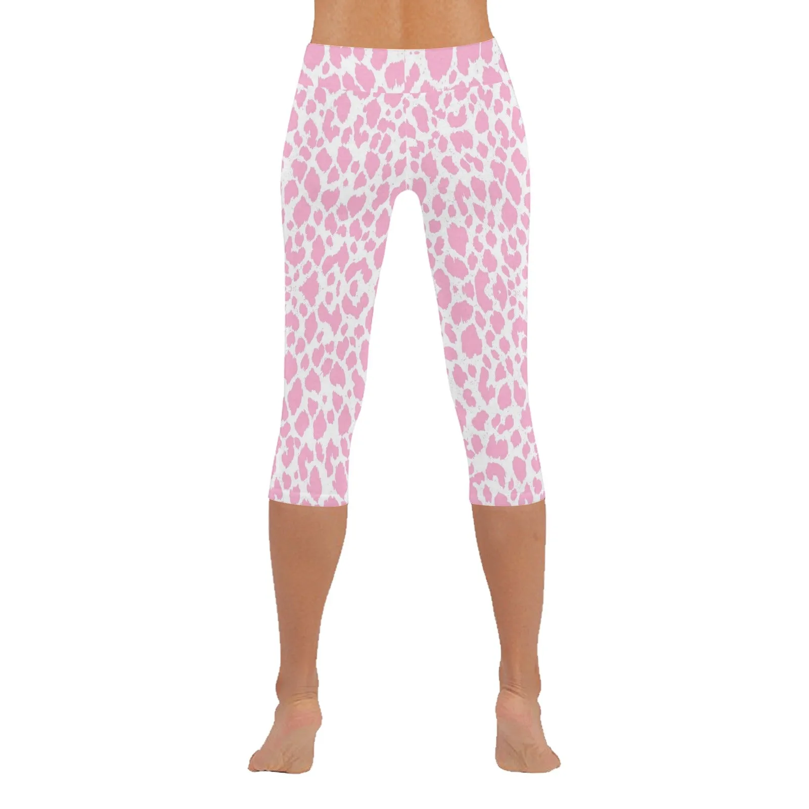 Baby Pink Leopard Capri Leggings up to 5 XL