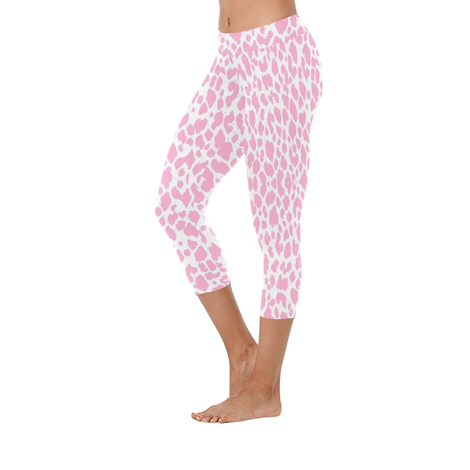 Baby Pink Leopard Capri Leggings up to 5 XL