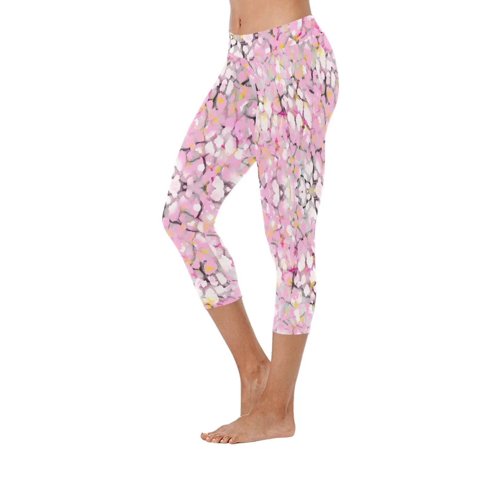 Baby Pink Leopard Plus Capri Leggings up to 5 XL