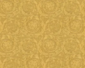 Baroque Textured Damask Wallpaper in Gold from the Versace IV Collection