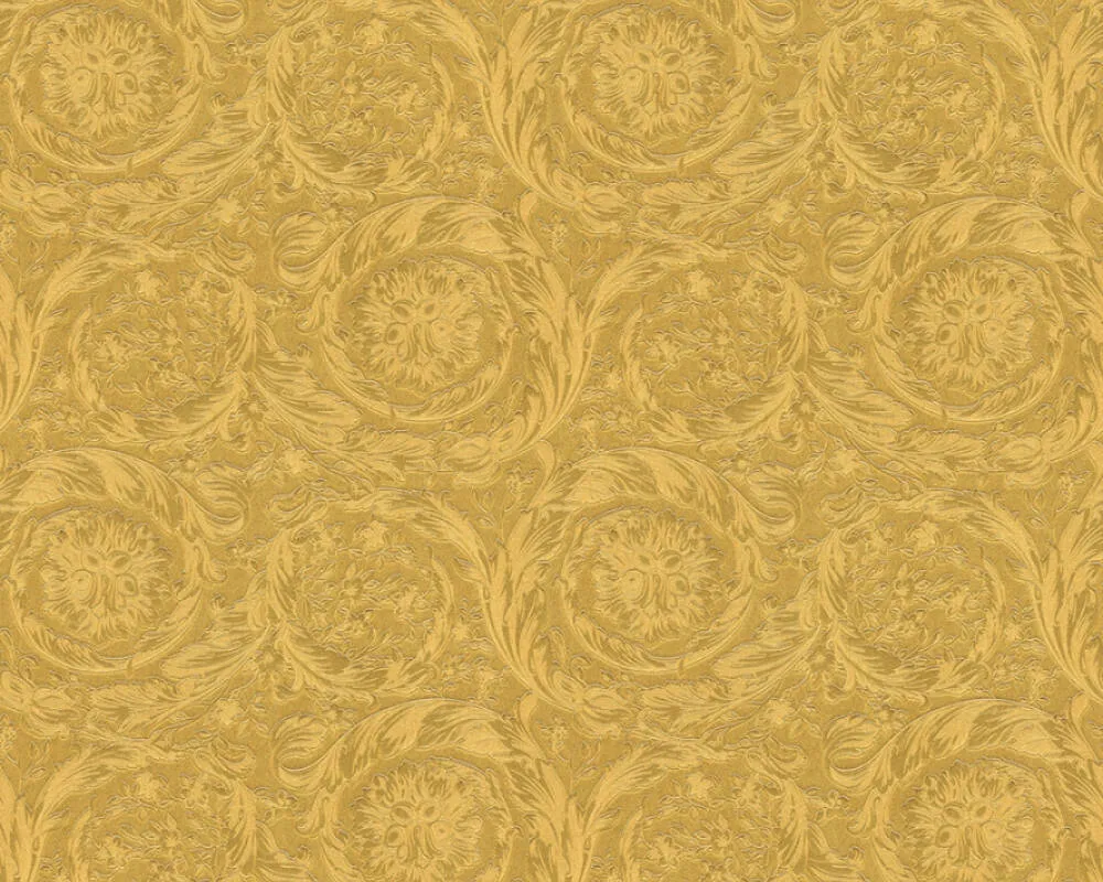 Baroque Textured Damask Wallpaper in Gold from the Versace IV Collection