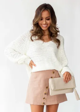 Belong Here V Neck Sweater - Cream