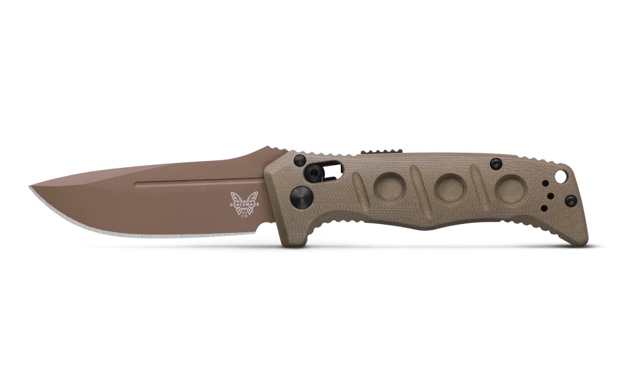 BENCHMADE MINI AUTO ADAMAS 2730FE-2 3.25" FDE CPM-CRUWEAR OD GREEN G-10 HANDLES