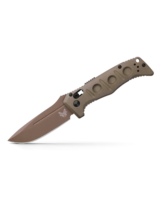 BENCHMADE MINI AUTO ADAMAS 2730FE-2 3.25" FDE CPM-CRUWEAR OD GREEN G-10 HANDLES