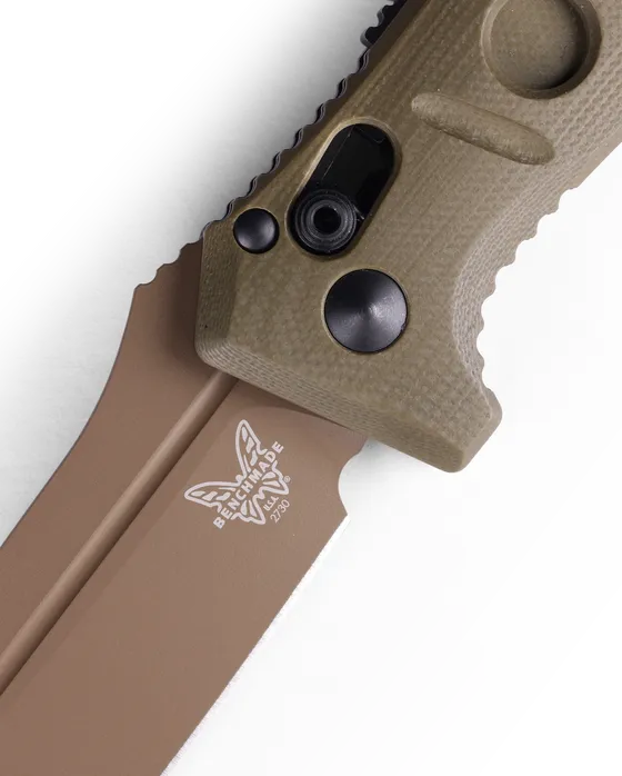 BENCHMADE MINI AUTO ADAMAS 2730FE-2 3.25" FDE CPM-CRUWEAR OD GREEN G-10 HANDLES