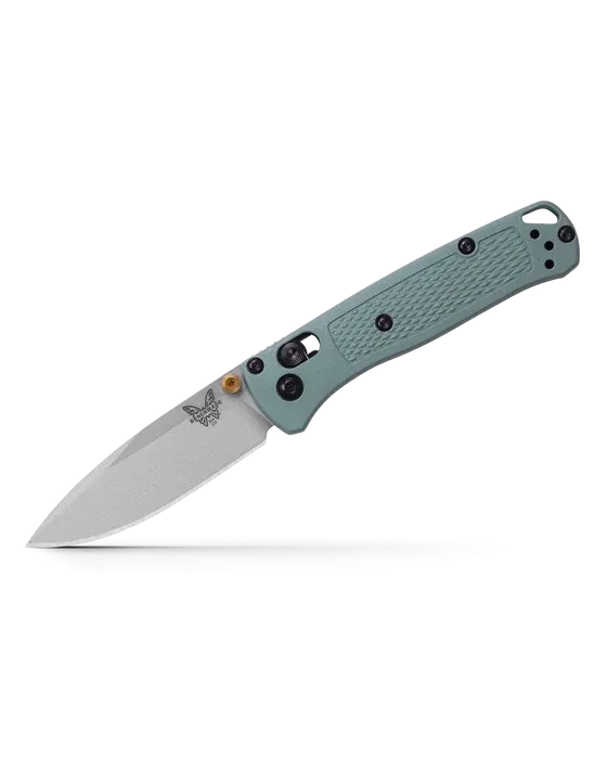 BENCHMADE MINI BUGOUT 533SL-07 2.82" CRUSHED SILVER CERAKOTE CPM-S30V SAGE GREEN GRIVORY HANDLES