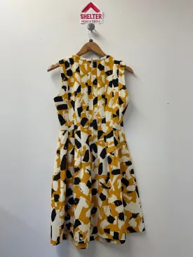 BNWT H&M Yellow Black Cream Pleated Dress