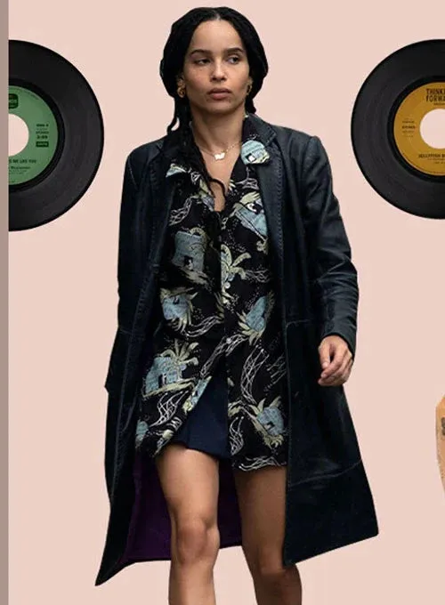 Bold Long Leather Coat worn by Zoë Kravitz