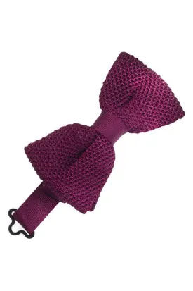 Bordeaux Silk Knit Bow Tie