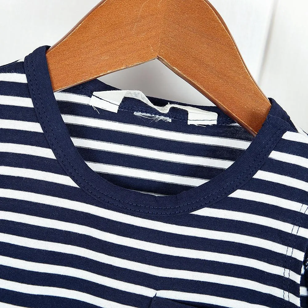 Boy's Imported Navy Strips Soft Cotton Vest (HM-15034)