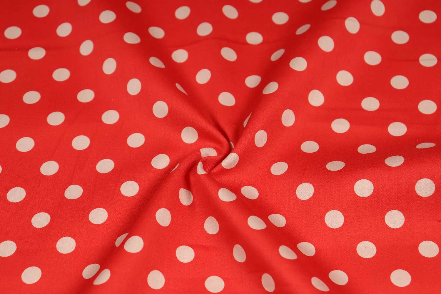 Bright Red Printed Cotton Satin Fabric