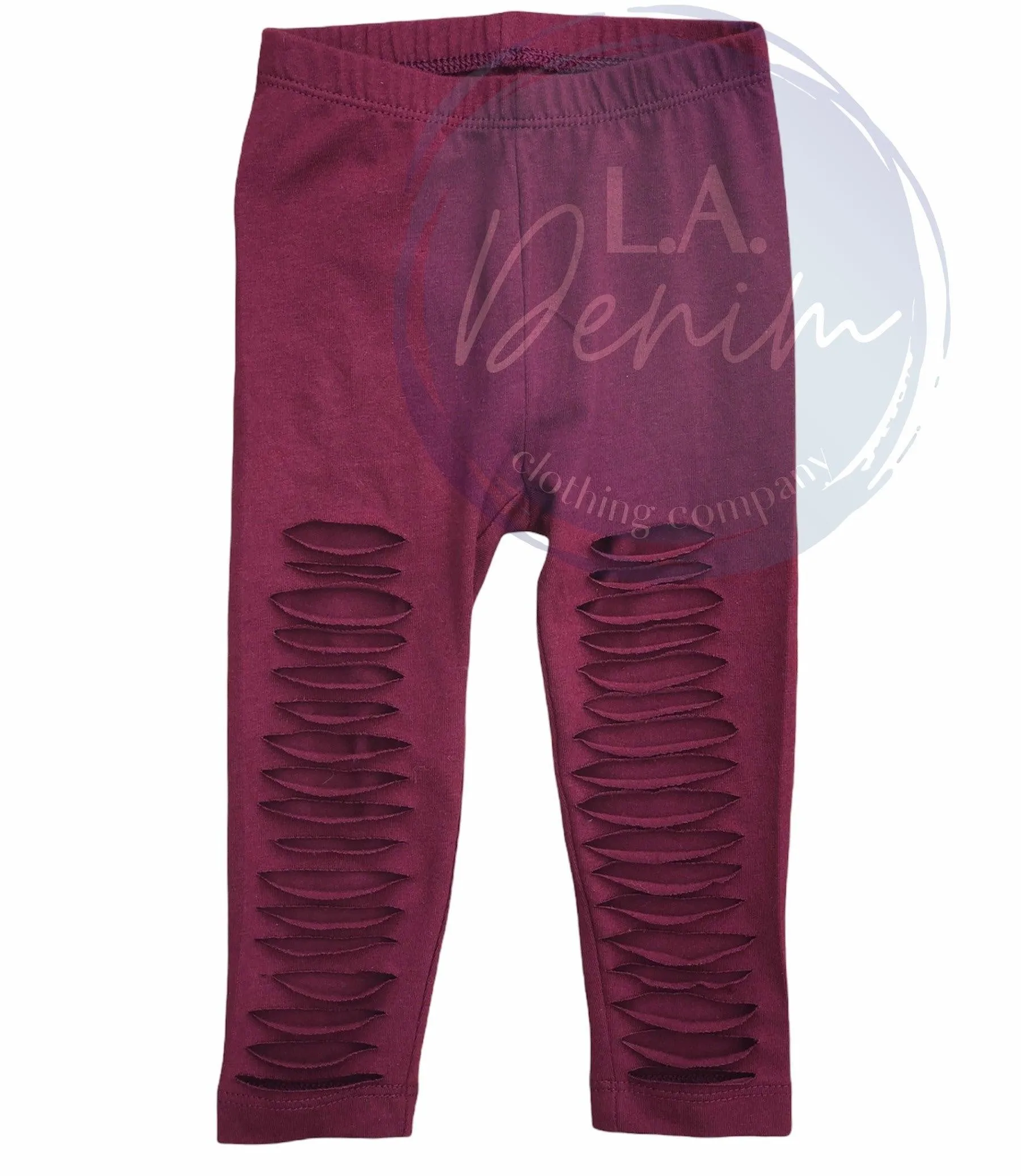 Burgundy Shredded Leggings