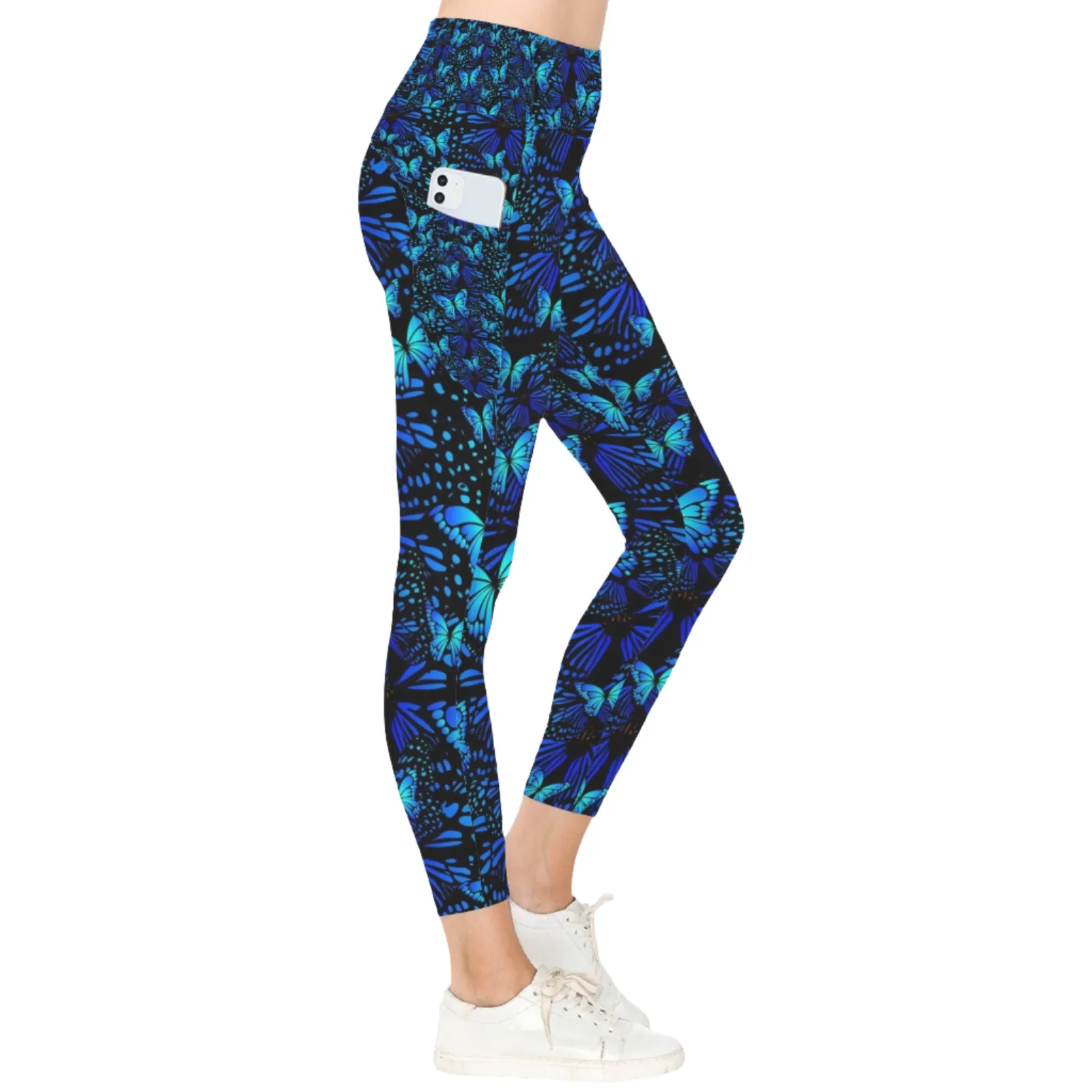 Butterflies Blue Pocket Leggings up to 5 XL (FWS)