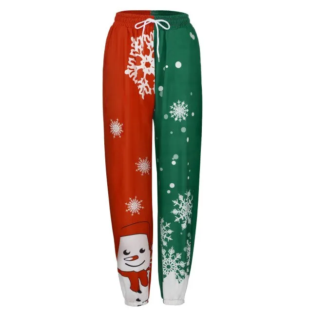 Christmas Aesthetic Graphic Print Pants Joggers Fall Clothes For Women Sexy Snow Print Festival Fitness Trousers Sweatpants