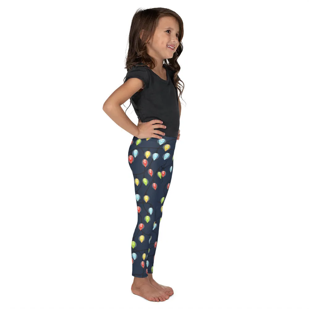 Christmas Lights Kids Leggings (2T-7), Ugly Xmas Holiday Yoga Tights Fashion Party Outfit Girls Toddler Baby Present Festive Running Pants