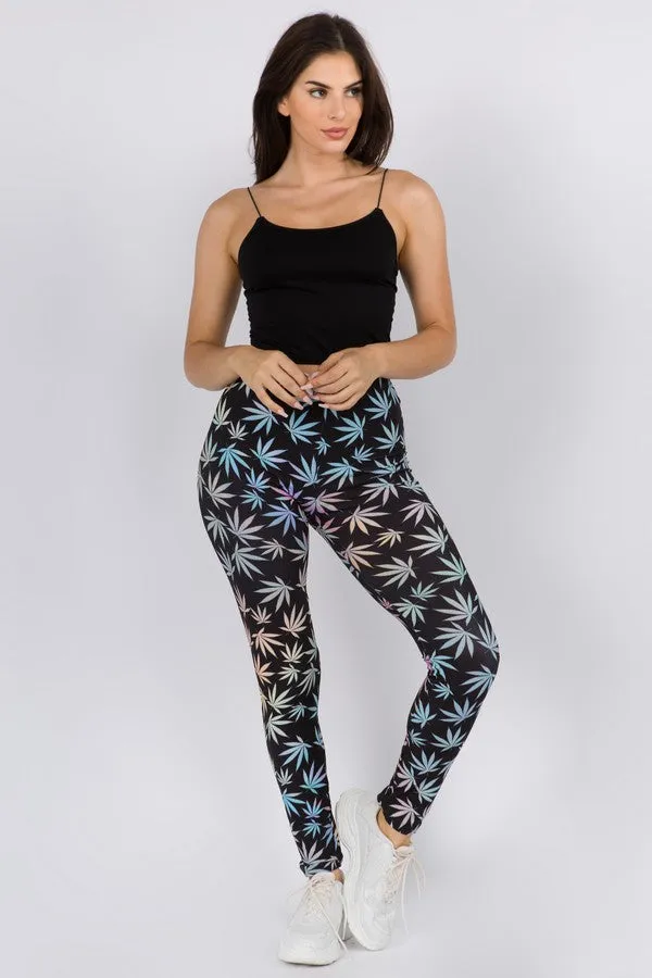 Colorful Mary J Marijuana Leaf Print Leggings