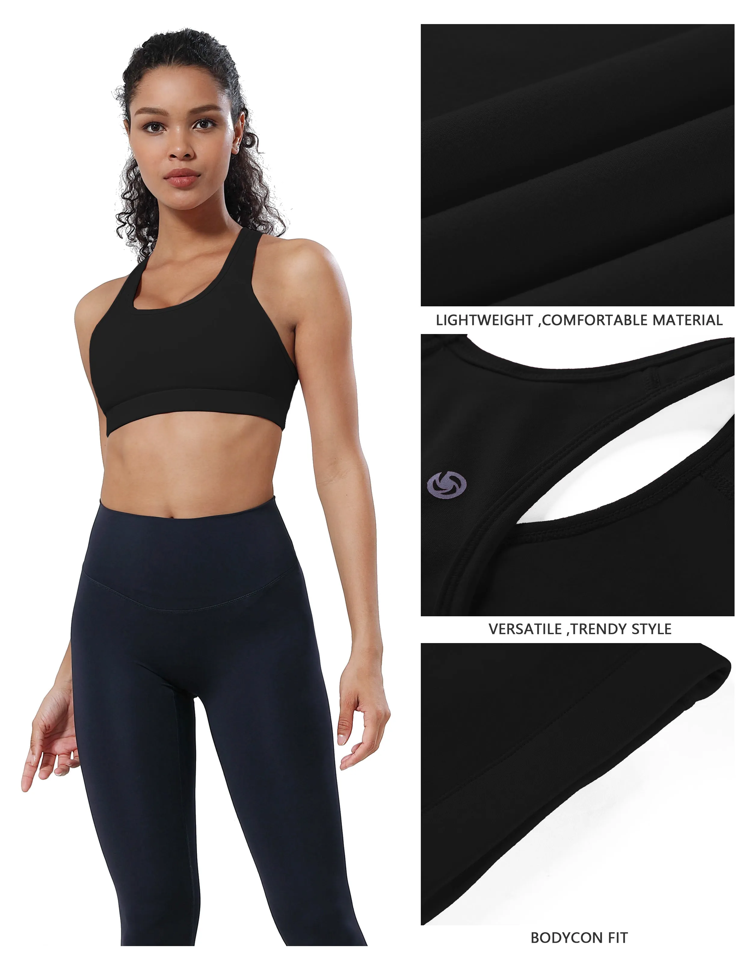 Compression Racerback Sports Bras black ins_Jogging