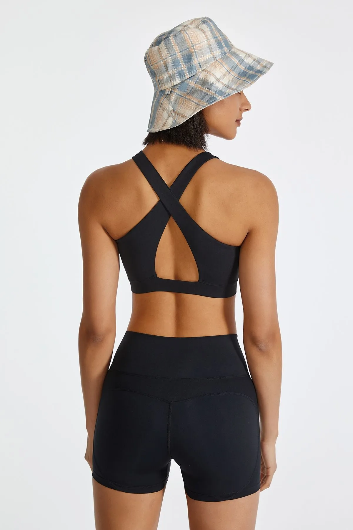 Cross Straps Cutout Back Sports Bra