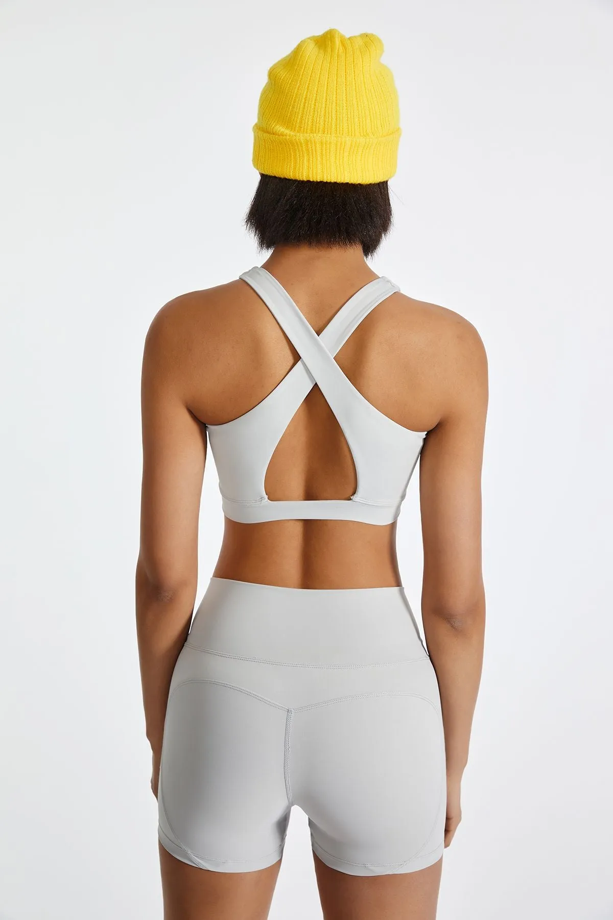 Cross Straps Cutout Back Sports Bra