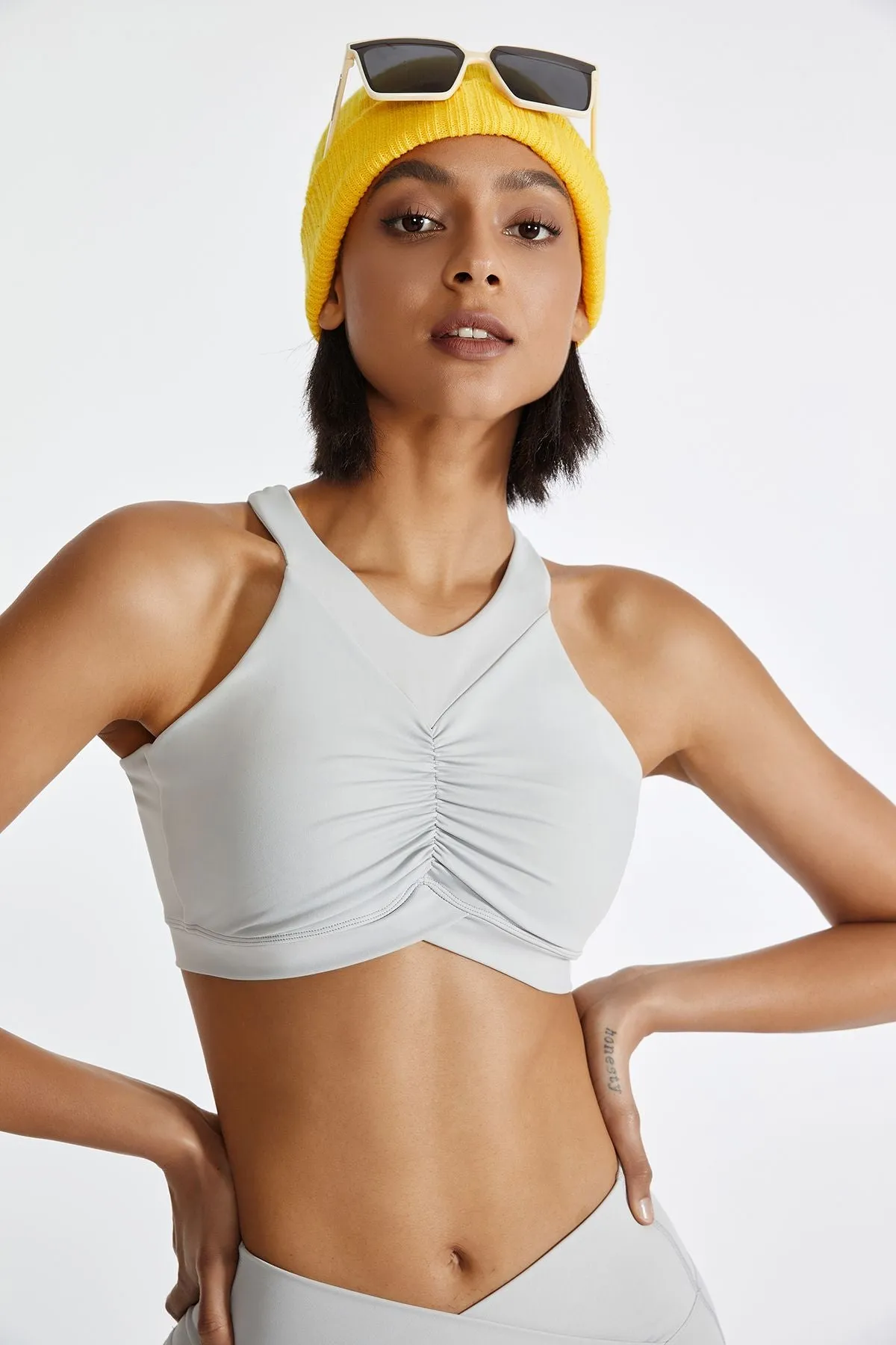 Cross Straps Cutout Back Sports Bra