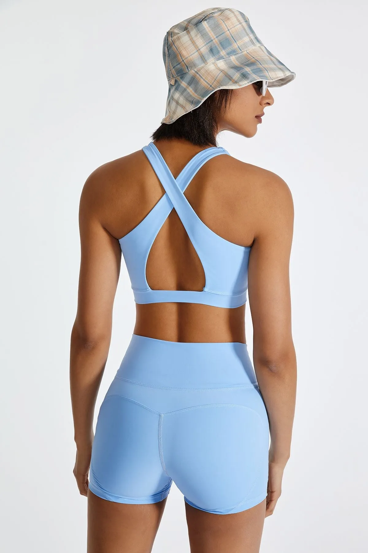 Cross Straps Cutout Back Sports Bra