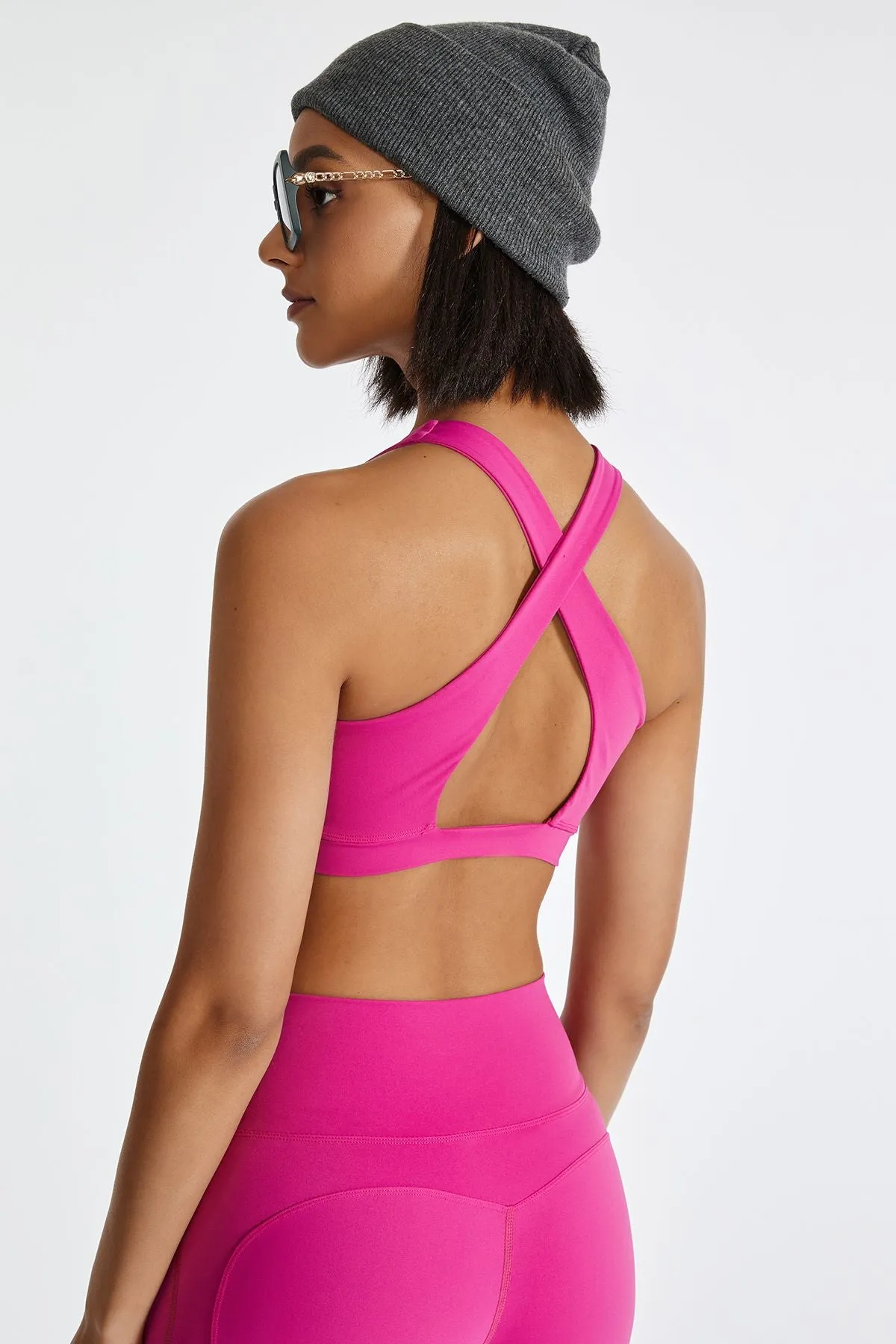 Cross Straps Cutout Back Sports Bra