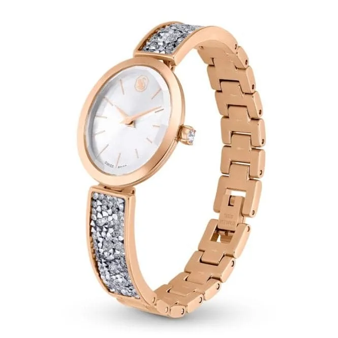 Crystal Rock Swiss Made Rose Gold-tone finish Oval Watch 5656851