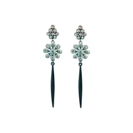 Daisy Spike Swarovski Crystal Earrings - Black