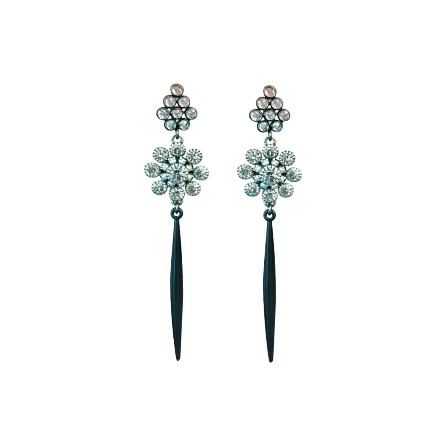 Daisy Spike Swarovski Crystal Earrings - Black