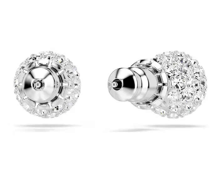 Dextera Sphere with Crystals Silver Stud Earrings