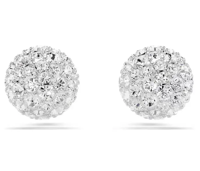 Dextera Sphere with Crystals Silver Stud Earrings