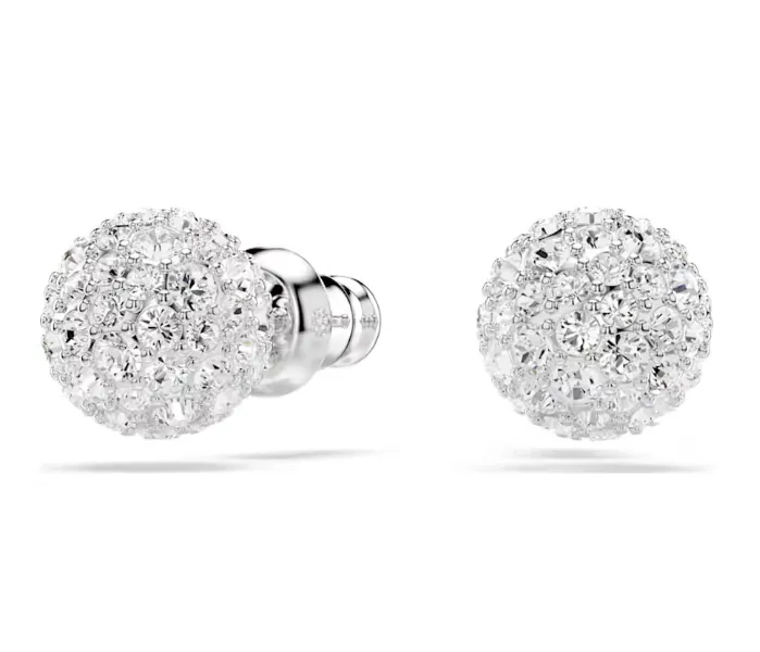 Dextera Sphere with Crystals Silver Stud Earrings