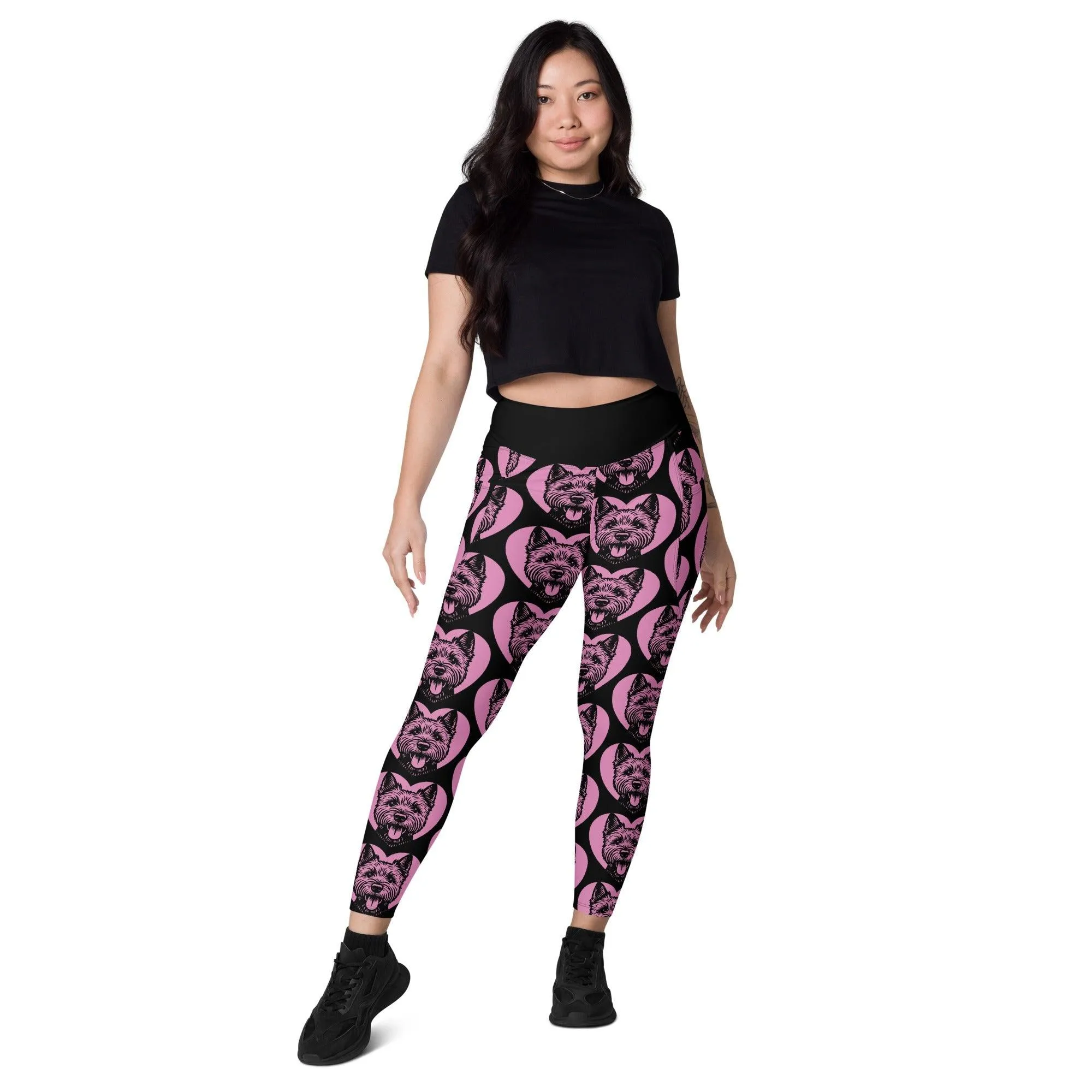 DOG BREED LEGGINGS with pockets - NORWICH TERRIER - HERTTAHOUND - pink