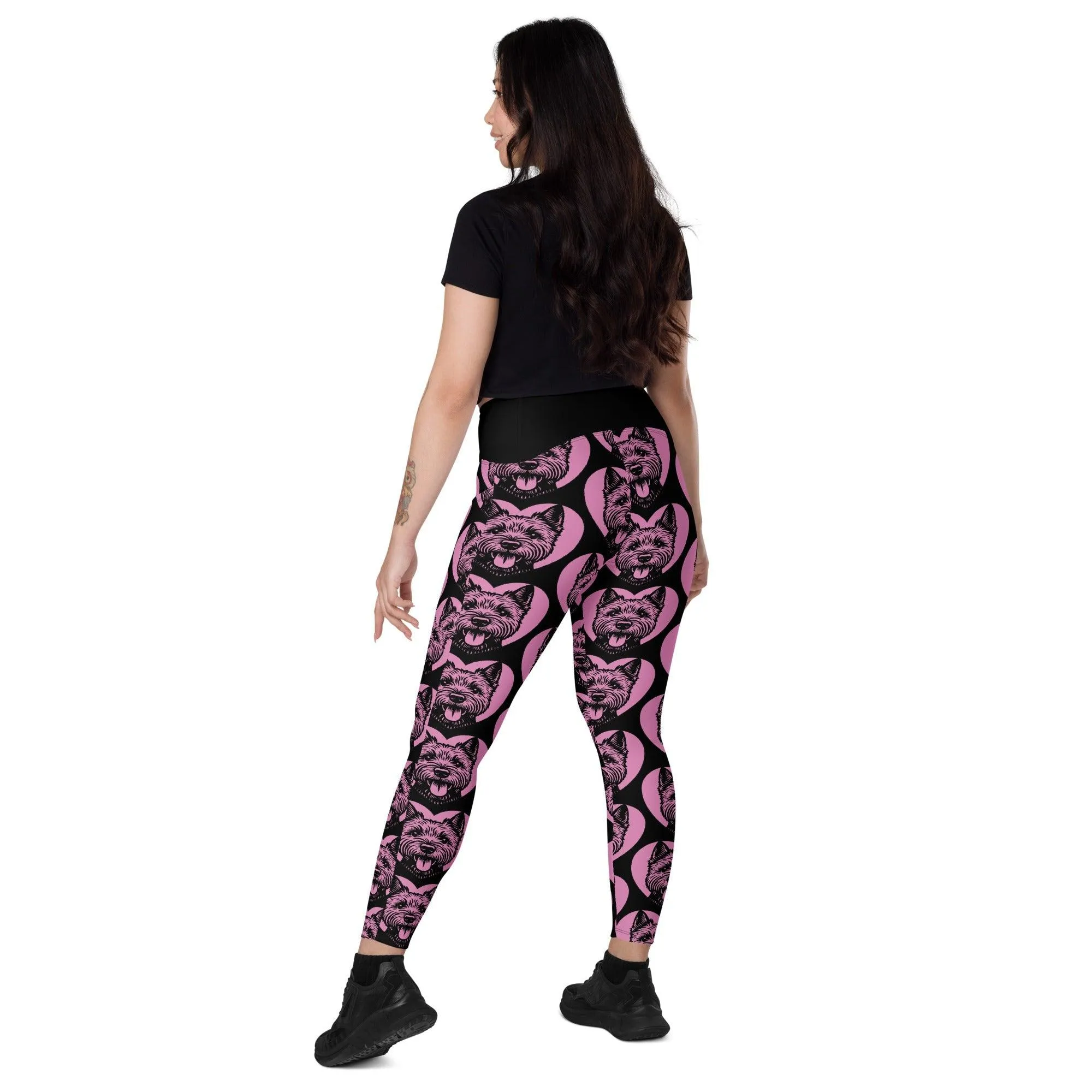 DOG BREED LEGGINGS with pockets - NORWICH TERRIER - HERTTAHOUND - pink