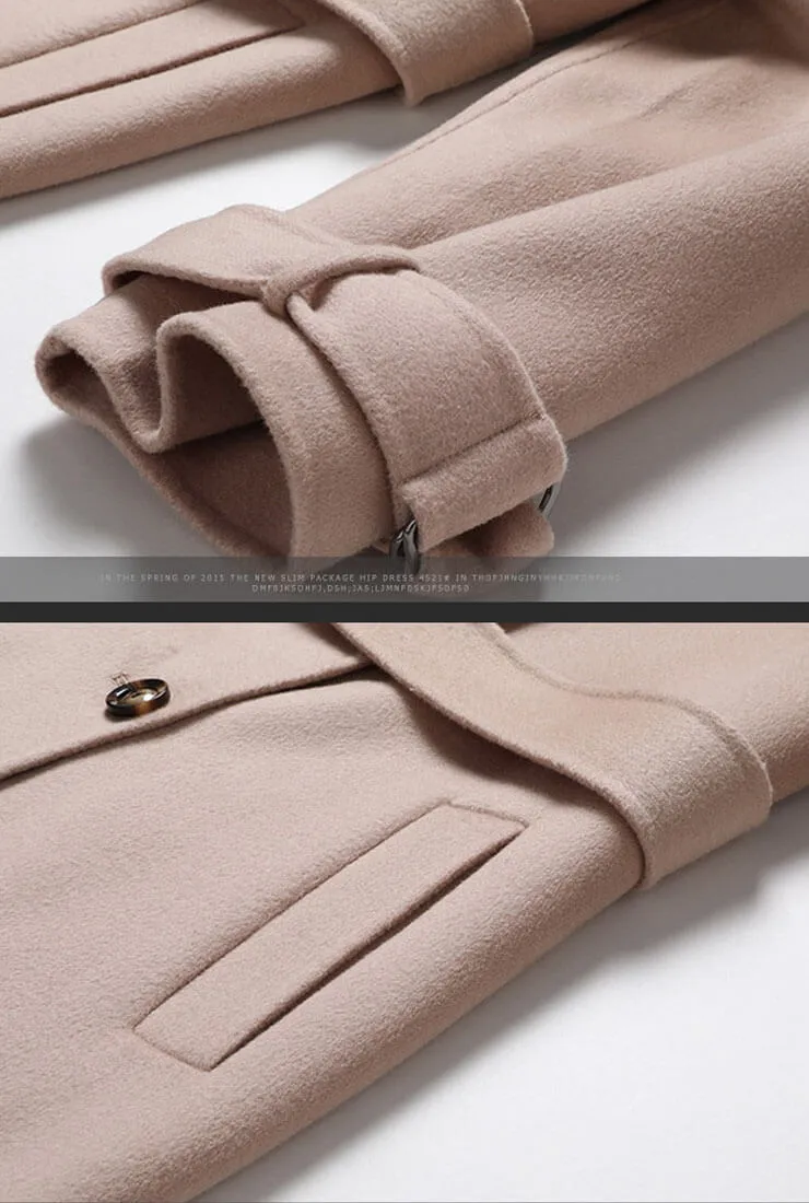 Double-breasted Reversible Cashmere Long Overcoat