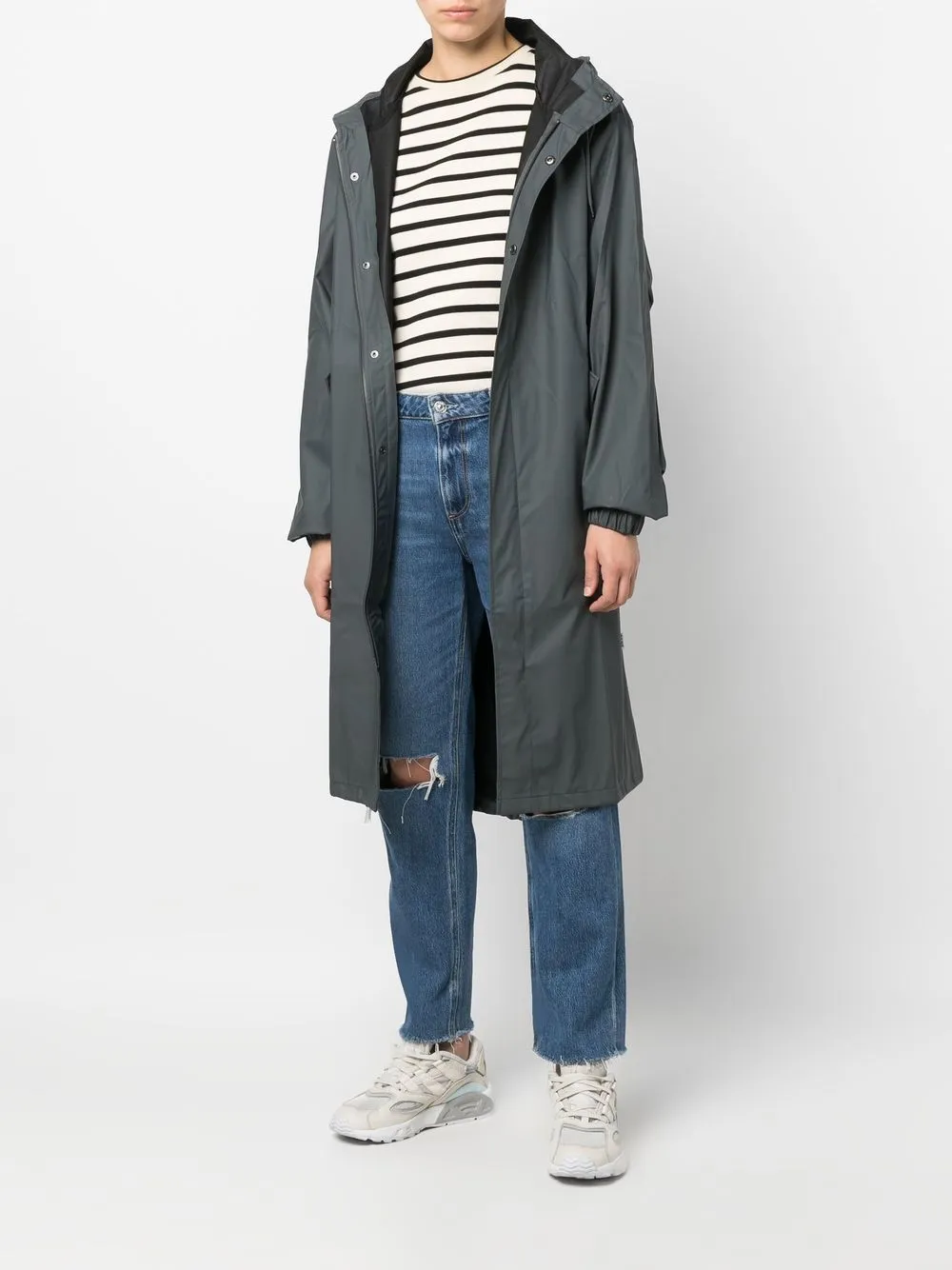 drawstring hooded raincoat