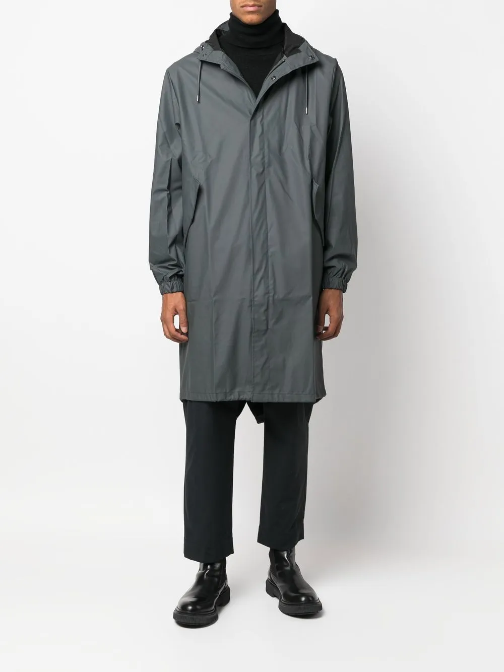 drawstring hooded raincoat