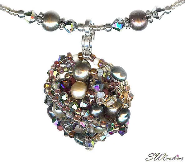 Earth Crystal Pearl Fusion Bead Art Necklace